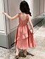 cheap Girls&#039; Dresses-Kids Little Dress Girls&#039; Solid Colored Ruched Patchwork Yellow Blushing Pink Midi Sleeveless Sweet Dresses Children&#039;s Day Loose