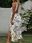 cheap Boho Dresses-2020 SUMMER Boho Floral Print V-Neck Split Flowy Beach Party Cami Dress