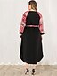 cheap Plus Size Dresses-Women&#039;s A Line Dress Knee Length Dress Blushing Pink Long Sleeve Solid Color Color Block Print Spring &amp; Summer Fall &amp; Winter Round Neck Casual Boho L XL XXL 3XL 4XL / Plus Size