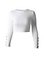 abordables T-shirts-Mujer Camiseta Un Color Plano Manga Larga Escote Redondo Tops Top básico Blanco