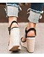 cheap Sandals-Women&#039;s Sandals Wedge Sandals Daily Wedge Sandals Summer Wedge Heel Open Toe Microfiber PU Buckle Camel Black Silver
