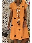 cheap Casual Dresses-Women&#039;s Shift Dress Knee Length Dress - Short Sleeve Print V Neck Blushing Pink Orange Khaki Gold Green Light Blue S M L XL XXL 3XL 4XL 5XL
