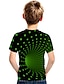 cheap Boys&#039; Tees &amp; Blouses-Kids Boys&#039; T shirt Tee Short Sleeve Optical Illusion Color Block 3D Print Green Children Tops Summer Active Streetwear Sports Children&#039;s Day