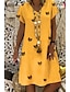 preiswerte Casual Kleider-Damen Etuikleid Knielanges Kleid - Kurzarm Druck V-Ausschnitt Rosa Orange Khaki Gold Grün Leicht Blau S M L XL XXL 3XL 4XL 5XL