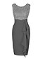 cheap Knee-Length Dresses-Women&#039;s Bodycon Beige Gray Sleeveless Solid Colored Paisley Ruched Lace Round Neck Elegant S M L XL XXL 3XL 4XL 5XL / Plus Size