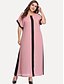 cheap Plus Size Dresses-Women&#039;s Loose Maxi long Dress Yellow Blushing Pink Long Sleeve Solid Color Color Block Patchwork Round Neck Casual Sophisticated Batwing Sleeve XL XXL 3XL 4XL 5XL / Plus Size