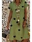baratos Vestidos Casuais-Mulheres Shift Dress Vestido no Joelho - Manga Curta Estampado Decote V Rosa Laranja Khaki Dourado Verde Azul Claro S M L XL XXL 3XL 4XL 5XL