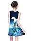 cheap Girls&#039; Dresses-Kids Little Girls&#039; Dress Unicorn Cartoon Galaxy Animal Print Blue Knee-length Sleeveless Basic Cute Dresses Children&#039;s Day Regular Fit