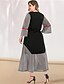 cheap Plus Size Dresses-Women&#039;s A Line Dress Maxi long Dress Gray Long Sleeve Solid Color Color Block Shimmery Spring &amp; Summer V Neck Elegant Casual Flare Cuff Sleeve L XL XXL 3XL 4XL / Plus Size
