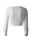 baratos T-shirts-Mulheres Camiseta Sólido Tecido Manga Longa Decote Redondo Blusas Top básico Branco