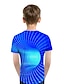 baratos Camisetas Para Meninos-Infantil Para Meninos Camisa Manga Curta Verde Azul Azul Real Impressão 3D Pregueado 3D impressão Ativo Roupa de rua / Verão