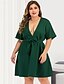 cheap Plus Size Dresses-Women&#039;s A Line Dress Short Mini Dress Green Half Sleeve Solid Color Spring &amp; Summer V Neck Formal Sexy Flare Cuff Sleeve L XL XXL 3XL 4XL / Plus Size