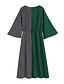 cheap Plus Size Dresses-Women&#039;s A Line Dress Maxi long Dress Red Green Long Sleeve Striped Solid Color Color Block Patchwork Spring &amp; Summer V Neck Elegant Casual Flare Cuff Sleeve L XL XXL 3XL 4XL / Plus Size