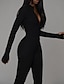 abordables Jumpsuits &amp; Rompers-Mujer Mono Color sólido Corte Recto Ajuste regular Blanco Negro S M L
