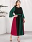 cheap Plus Size Dresses-Women&#039;s Sheath Dress Maxi long Dress Red Long Sleeve Solid Color Color Block Patchwork Basic Round Neck Casual Streetwear Flare Cuff Sleeve L XL XXL 3XL 4XL / Plus Size