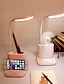 cheap Lamps &amp; Lamp Shades-Multifunctional Desk Lamp with USB Port for Mobile Phone Pen Container Mini Fan Rechargeable Eye Protection  Modern Contemporary Built-in Li-Battery Powered DC 5V Light Pink White