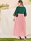 cheap Plus Size Dresses-Women&#039;s A Line Dress Maxi long Dress Blushing Pink Long Sleeve Black &amp; Red Color Block Lace Patchwork Spring &amp; Summer Fall &amp; Winter Round Neck Elegant Casual Flare Cuff Sleeve L XL XXL 3XL 4XL