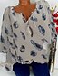 cheap Tops &amp; Blouses-Women&#039;s Plus Size Blouse Shirt Pattern Geometric Print V Neck Tops Basic Top White Black Blue