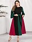 cheap Plus Size Dresses-Women&#039;s Sheath Dress Maxi long Dress Red Long Sleeve Solid Color Color Block Patchwork Basic Round Neck Casual Streetwear Flare Cuff Sleeve L XL XXL 3XL 4XL / Plus Size