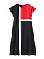 cheap Plus Size Dresses-Women&#039;s A Line Dress Maxi long Dress Red Long Sleeve Black &amp; Red Solid Color Color Block Patchwork Round Neck Elegant Casual Flare Cuff Sleeve L XL XXL 3XL 4XL / Plus Size