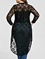 preiswerte Kleider in Übergröße da Donna-Damen EU- / US-Größe Einfarbig A Linie Kleid Spitze V-Ausschnitt Langarm Minikleid Kleid / Schlank