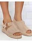 cheap Sandals-Women&#039;s Sandals Wedge Sandals Daily Summer Wedge Heel Round Toe PU Ankle Strap Black Khaki Beige