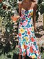 cheap Maxi Dresses-Women&#039;s Maxi long Dress Strap Dress White Sleeveless Ruffle Floral Geometric Holiday Beach Elegant Boho Regular Fit S M L XL