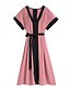 abordables Robes Grandes Tailles  Femme-Femme Robe Trapèze Robe longue maxi Rouge Rose Claire Manches Courtes Couleur unie Bloc de Couleur Plissé Patchwork Col en V Simple Sexy Manches Evasées XL XXL 3XL 4XL 5XL / Grandes Tailles