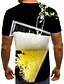 abordables Tank Tops-Hombre Camiseta Camisa Bloque de color 3D Cerveza Escote Redondo Talla Grande Noche Fin de semana Manga Corta Tops Básico Amarillo