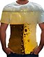 cheap Tank Tops-Men&#039;s T shirt Graphic 3D Beer Round Neck Plus Size Going out Weekend Short Sleeve Tops Basic Yellow