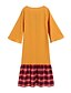 cheap Plus Size Dresses-Women&#039;s A Line Dress Maxi long Dress Yellow Long Sleeve Plaid Solid Color Color Block Patchwork Spring &amp; Summer Fall &amp; Winter Round Neck Elegant Casual Flare Cuff Sleeve L XL XXL 3XL 4XL / Plus Size