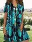 abordables Robes Décontracté-Femme Robe Chemise Robe mi-longue Bleu Jaune Kaki Manches Courtes Imprimé Col Rond chaud S M L XL XXL 3XL 4XL 5XL