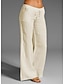 abordables Pantalones Mujer-Mujer Perneras anchas Tallas Grandes Sabana de algodon Negro Blanco Sólido Media cintura Hogar Casual Verano Primavera