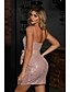 cheap Bodycon Dresses-Women&#039;s Bodycon Short Mini Dress Sleeveless Print Sequins Spring &amp; Summer Elegant Streetwear Blushing Pink Gold Silver S M L