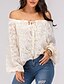 cheap Tops &amp; Blouses-Women&#039;s T shirt Solid Colored Lace up Mesh Long Sleeve Daily Tops Beige