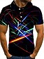 cheap Polos-Men&#039;s Golf Shirt Tennis Shirt Collar Graphic 3D Green Blue Rainbow Short Sleeve Plus Size Daily Going out Tops Streetwear Exaggerated