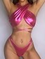 abordables Bikini-Femme Dos Nu Basique Bikinis Licou Slip Brésilien Maillots de Bain Maillot de bain Maillots de bain - Couleur Pleine Blanche Noir Fuchsia S M L