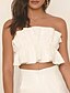 cheap New in Tops-Women&#039;s Solid Colored Blouse Backless Ruffle Pleated Sleeveless Daily Tops Strapless White Black Red