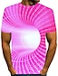 billige T-skjorter og singleter til herrer-Herre T skjorte Grafisk 3D Print 3D Rund hals Gul Rosa Rød Blå Lilla 3D-utskrift Store størrelser Daglig Kortermet Klær Grunnleggende