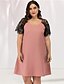 cheap Plus Size Dresses-Women&#039;s A Line Dress Short Mini Dress Blushing Pink Short Sleeve Solid Color Lace Patchwork Deep U Sexy Cute L XL XXL 3XL 4XL / Plus Size
