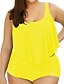 cheap Plus Size Swimwear-Women&#039;s Tankini Swimsuit Print Floral Blue Yellow Wine Army Green White Plus Size Swimwear Scoop Neck Bathing Suits Cute / Padded Bras