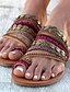 cheap Sandals-Women&#039;s Sandals Boho Bohemia Beach Flat Sandals Daily Beach Solid Colored Flat Heel Round Toe Boho PU Loafer Red