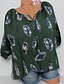 cheap Tops &amp; Blouses-Women&#039;s Plus Size Blouse Shirt Pattern Geometric Print V Neck Tops Basic Top White Black Blue