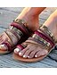 preiswerte Sandals-Damen Sandalen Boho Flache Sandalen Täglich Strand Einfarbig Flacher Absatz Runde Zehe Boho PU Halbschuhe Rot