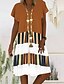 cheap Casual Dresses-Women&#039;s A Line Dress Knee Length Dress Black Orange Short Sleeve Striped Color Block Print Summer V Neck Hot Casual 2021 S M L XL XXL 3XL 4XL 5XL