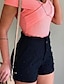 baratos Shorts-Mulheres Básico Calção Calças Cor Sólida Cintura Média Solto Rosa Preto Branco S M L XL XXL