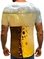 cheap Tank Tops-Men&#039;s T shirt Graphic 3D Beer Round Neck Plus Size Going out Weekend Short Sleeve Tops Basic Yellow