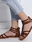 cheap Sandals-Women&#039;s Sandals Flat Sandals Animal Print Furry Feather Daily Summer Flat Heel Open Toe Roman Shoes PU Zipper Black White Pink