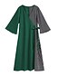 cheap Plus Size Dresses-Women&#039;s A Line Dress Maxi long Dress Red Green Long Sleeve Striped Solid Color Color Block Patchwork Spring &amp; Summer V Neck Elegant Casual Flare Cuff Sleeve L XL XXL 3XL 4XL / Plus Size