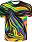 baratos Tank Tops-Homens Camiseta Camisa Social Camisetas Decote Redondo Gráfico Abstrato Azul Dourado Arco-íris Vermelho Impressão 3D Manga Curta Imprimir Diário Blusas Básico Designer Grande e Alto / Verão / Verão